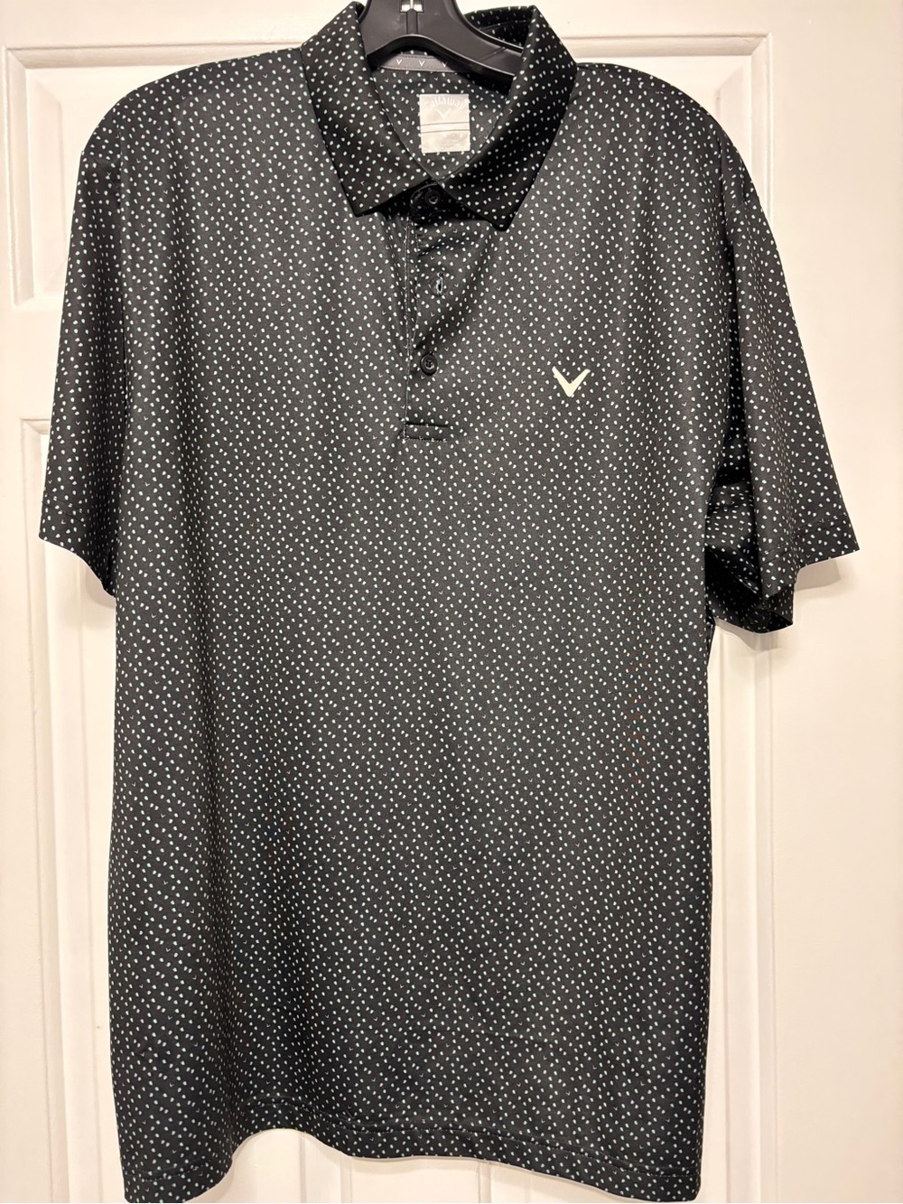 Callaway Opti-Dri Men’s Golf Polo Black Mint White Print Size Large
